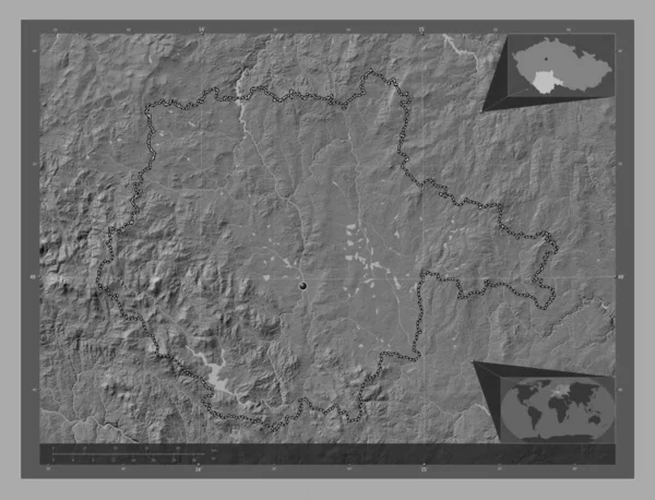 Jihocesky Región República Checa Mapa Elevación Bilevel Con Lagos Ríos —  Fotos de Stock