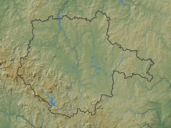 Jihocesky Regionen Tjeckien Färgad Höjdkarta Med Sjöar Och Floder — Stockfoto