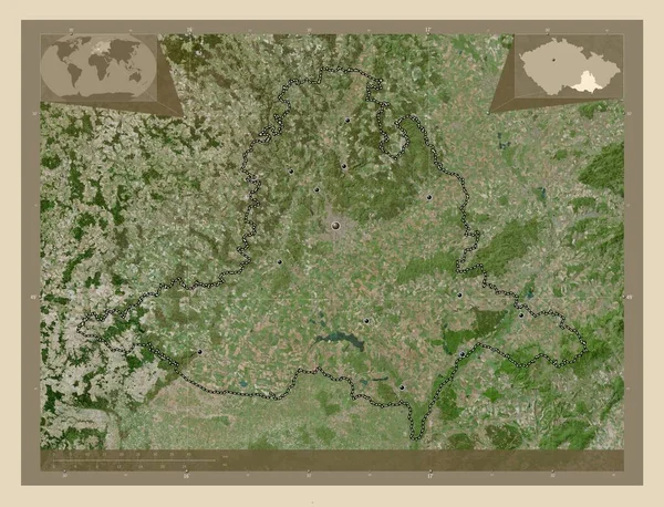 Jihomoravsky Περιφέρεια Της Τσεχικής Δημοκρατίας Υψηλής Ανάλυσης Δορυφορικός Χάρτης Τοποθεσίες — Φωτογραφία Αρχείου