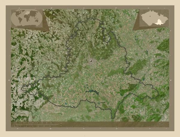 Jihomoravsky Περιφέρεια Της Τσεχικής Δημοκρατίας Υψηλής Ανάλυσης Δορυφορικός Χάρτης Γωνιακοί — Φωτογραφία Αρχείου