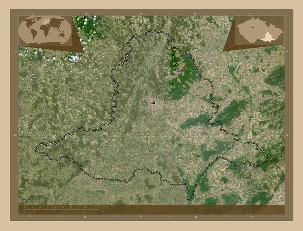 Jihomoravsky Область Чеської Республіки Супутникова Карта Низькою Роздільною Здатністю Кутові — стокове фото