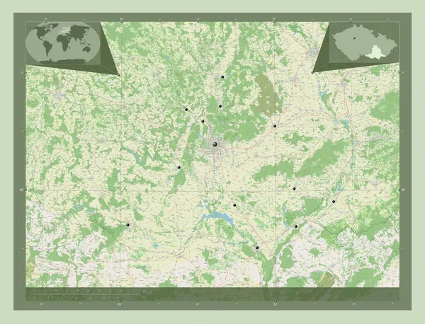 Jihomoravsky Regione Della Repubblica Ceca Mappa Stradale Aperta Località Delle — Foto Stock