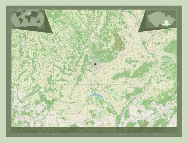 Jihomoravsky 捷克共和国地区 开放街道地图 角辅助位置图 — 图库照片
