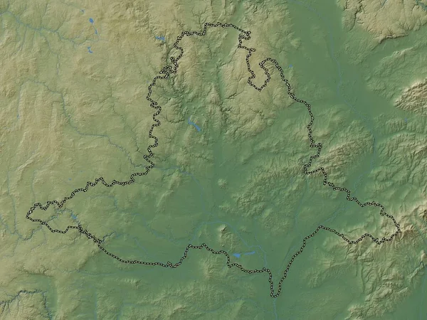Jihomoravsky Regione Della Repubblica Ceca Mappa Elevazione Colorata Con Laghi — Foto Stock