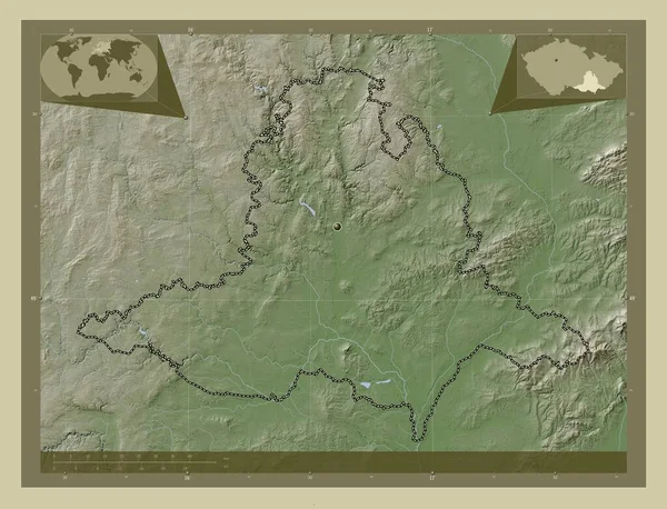 Йоморавский Область Чехии Карта Высоты Окрашенная Вики Стиле Озерами Реками — стоковое фото