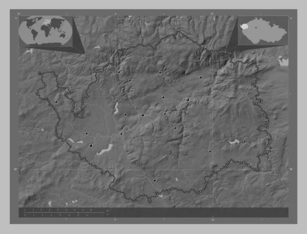 Карловарский Район Чешской Республики Карта Высот Оттенках Серого Озерами Реками — стоковое фото