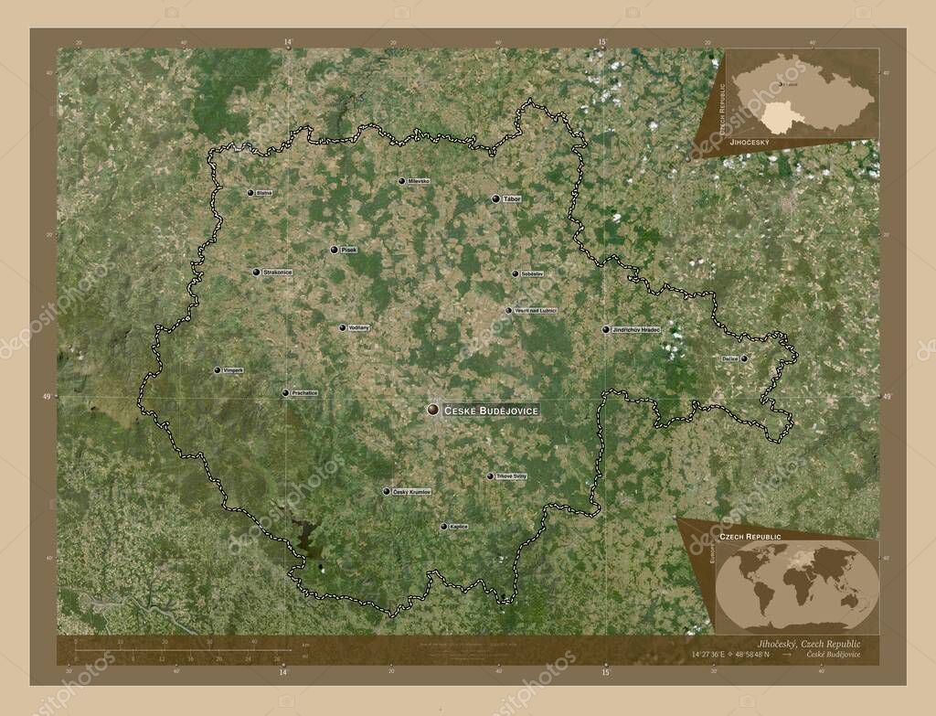 Jihocesky, región de la República Checa. Mapa satelital de baja ...