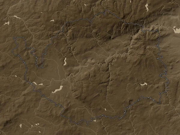 Karlovarsky Çek Cumhuriyeti Bölgesi Yükseklik Haritası Sepya Tonlarında Göller Nehirlerle — Stok fotoğraf