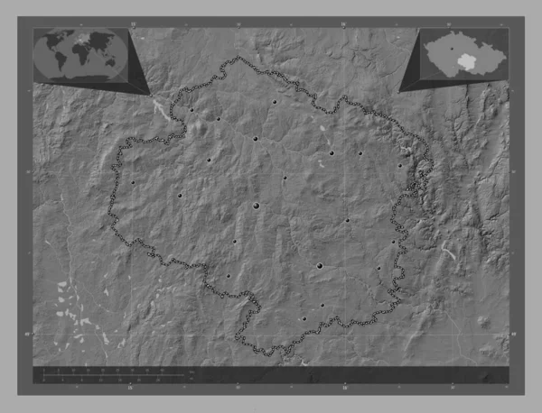 Kraj Vysočina Kraj České Republiky Mapa Nadmořské Výšky Jezery Řekami — Stock fotografie