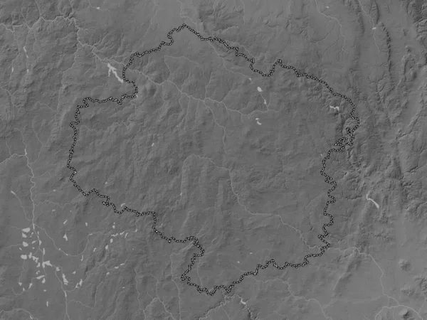 Kraj Vysocina Region Czech Republic Grayscale Elevation Map Lakes Rivers — Stock Photo, Image