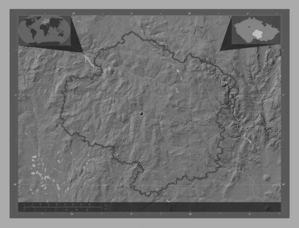 Kraj Vysocina Región República Checa Mapa Elevación Bilevel Con Lagos —  Fotos de Stock