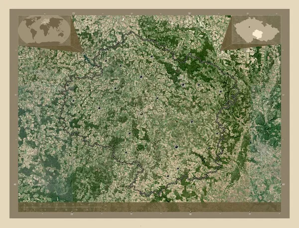 クラウ ヴィソチーナ チェコ共和国の地方 高解像度衛星地図 地域の主要都市の場所 コーナー補助位置図 — ストック写真
