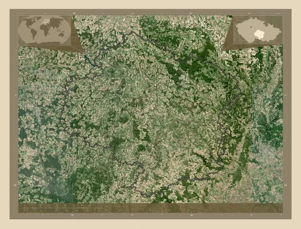 Kraj Vysocina Region Czech Mapa Satelity Wysokiej Rozdzielczości Pomocnicze Mapy — Zdjęcie stockowe