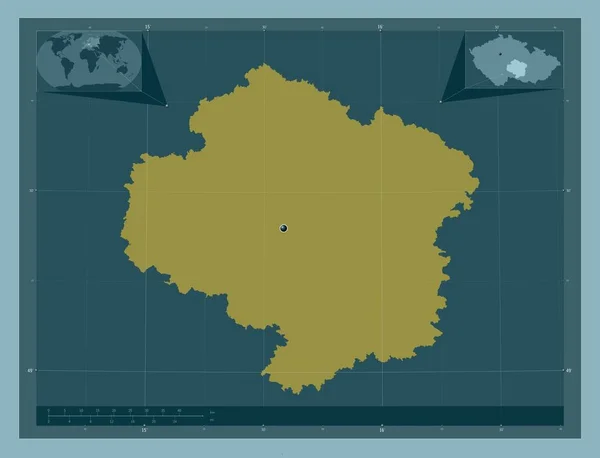 Kraj Vysocina Região República Checa Forma Cor Sólida Mapa Localização — Fotografia de Stock