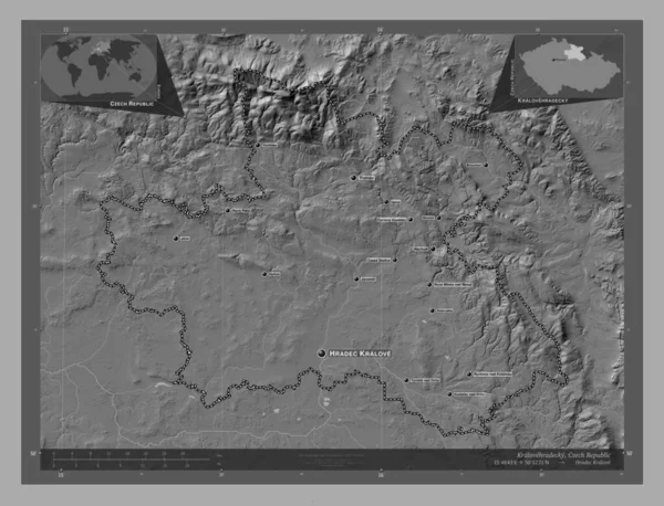 Kralovehradecky Tsekin Tasavallan Alue Bilevel Korkeus Kartta Järviä Jokia Alueen — kuvapankkivalokuva