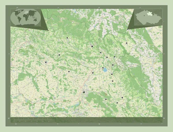 Kralovehradecky Regione Della Repubblica Ceca Mappa Stradale Aperta Località Delle — Foto Stock