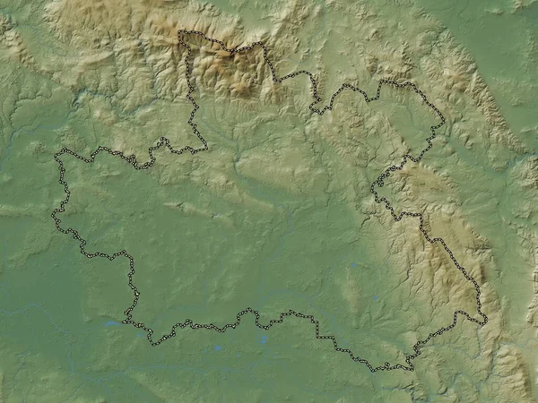 Kralovehradecky Regione Della Repubblica Ceca Mappa Elevazione Colorata Con Laghi — Foto Stock