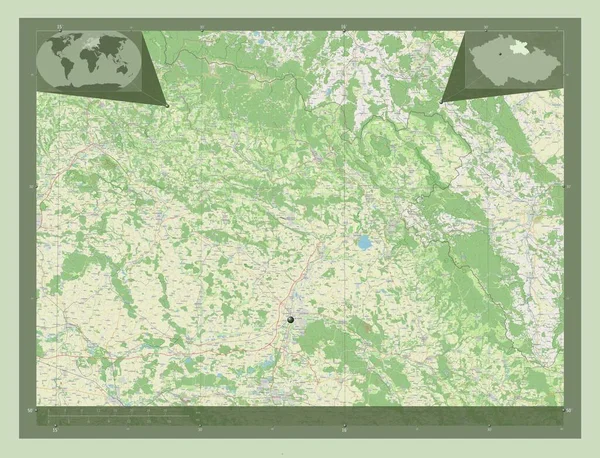 Kralovehradecky Область Чеської Республіки Відкрита Карта Вулиць Кутові Допоміжні Карти — стокове фото