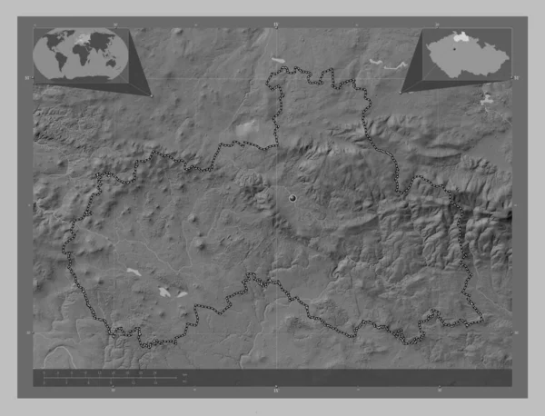 Liberecky Región República Checa Mapa Elevación Escala Grises Con Lagos —  Fotos de Stock