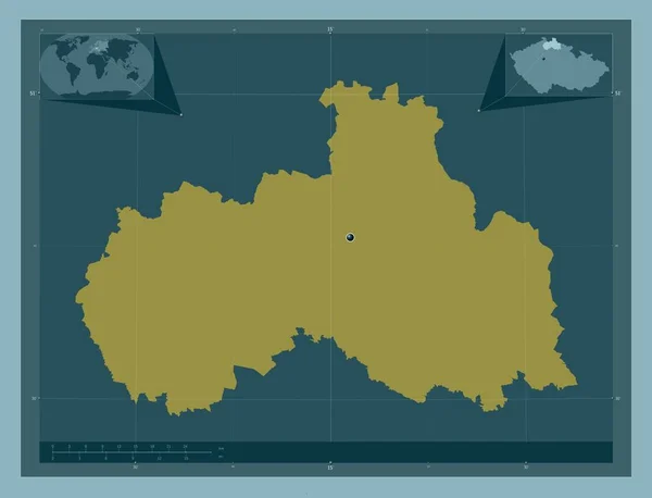 Liberecky Region Der Tschechischen Republik Einfarbige Form Eck Zusatzstandortkarten — Stockfoto