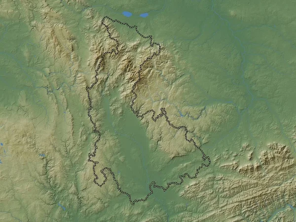 Olomoucky Region Czech Republic Colored Elevation Map Lakes Rivers — Stock Photo, Image