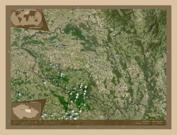 Pardubicky Περιφέρεια Τσεχικής Δημοκρατίας Δορυφορικός Χάρτης Χαμηλής Ανάλυσης Τοποθεσίες Και — Φωτογραφία Αρχείου
