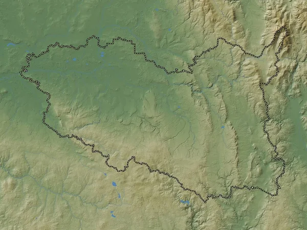 Пардубицки Область Чехии Цветная Карта Высот Озерами Реками — стоковое фото