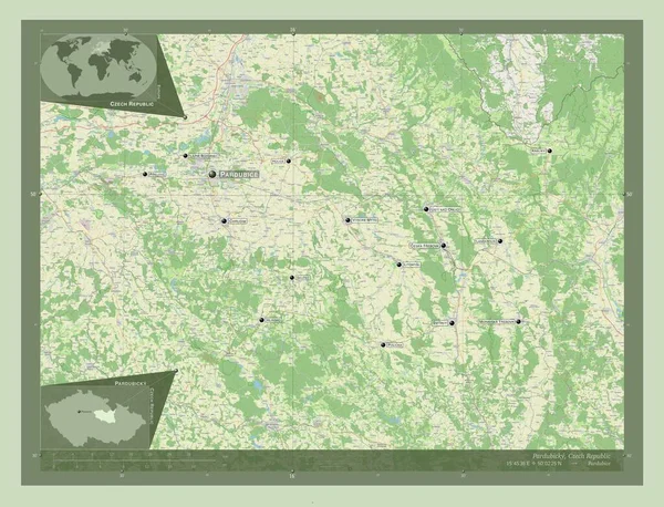 Pardubicky Περιφέρεια Τσεχικής Δημοκρατίας Χάρτης Του Δρόμου Τοποθεσίες Και Ονόματα — Φωτογραφία Αρχείου