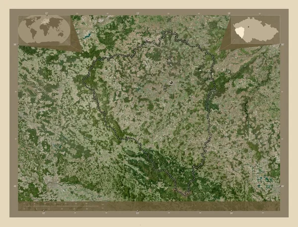 Plzensky Region Czech Mapa Satelity Wysokiej Rozdzielczości Pomocnicze Mapy Położenia — Zdjęcie stockowe