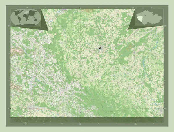 Plzensky Regio Van Tsjechië Open Plattegrond Hulplocatiekaarten Hoek — Stockfoto