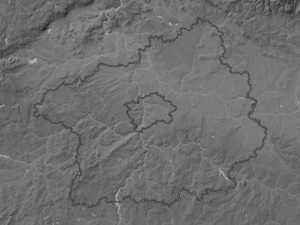 Stredocesky Region Czech Republic Grayscale Elevation Map Lakes Rivers — Stock Photo, Image