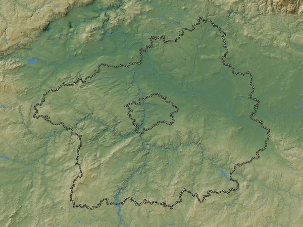 Stredocesky Región República Checa Mapa Elevación Colores Con Lagos Ríos — Foto de Stock