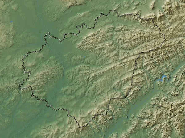 Zlinsky Région République Tchèque Carte Altitude Colorée Avec Lacs Rivières — Photo