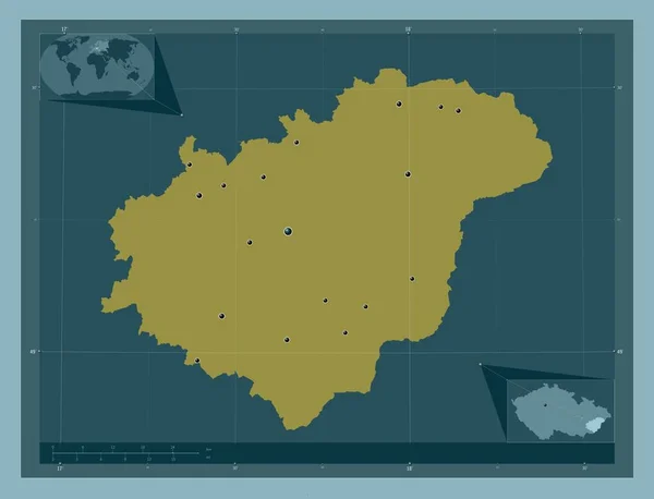 Zlinsky Region Czech Solidny Kształt Koloru Lokalizacje Dużych Miast Regionu — Zdjęcie stockowe