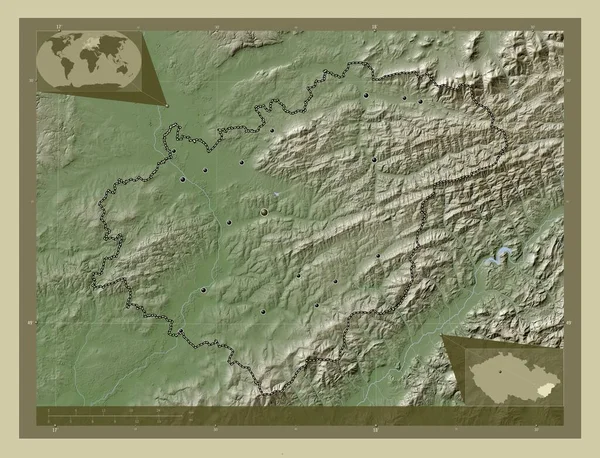 Zlinsky Region Czech Mapa Wzniesień Kolorowa Stylu Wiki Jeziorami Rzekami — Zdjęcie stockowe