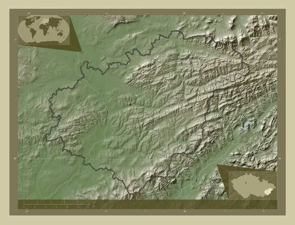 Zlinsky Regione Della Repubblica Ceca Mappa Elevazione Colorata Stile Wiki — Foto Stock
