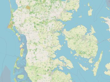 Syddanmark, Danimarka bölgesi. Açık Sokak Haritası