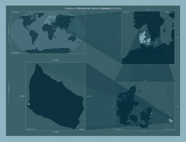 Bornholm Isla Dinamarca Diagrama Que Muestra Ubicación Región Mapas Gran —  Fotos de Stock