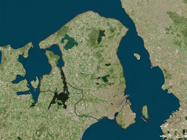 Hovedstaden, region of Denmark. High resolution satellite map