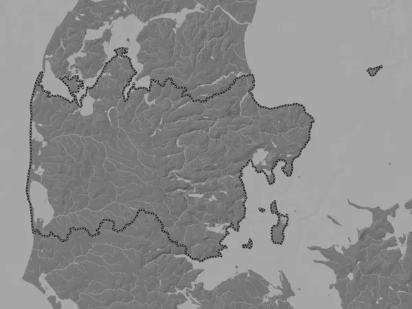 Midtjylland Region Denmark Bilevel Elevation Map Lakes Rivers — Stock Photo, Image