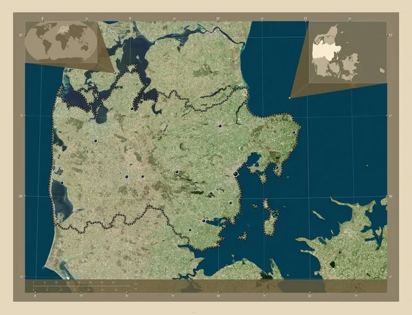 Midtjylland Область Данії Супутникова Карта Високої Роздільної Здатності Розташування Великих — стокове фото