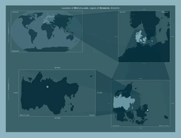 Midtjylland Область Данії Діаграма Показує Розташування Регіону Мапах Великого Масштабу — стокове фото