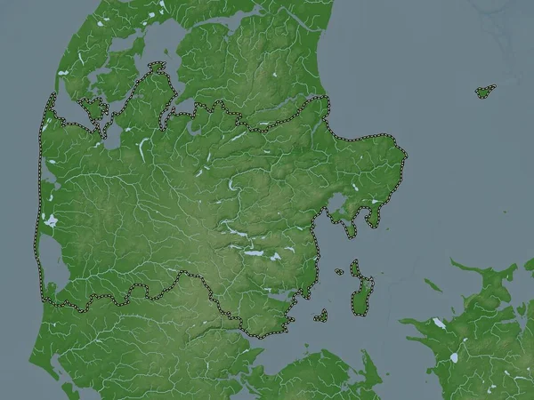 Midtjylland Region Dänemark Höhenkarte Wiki Stil Mit Seen Und Flüssen — Stockfoto