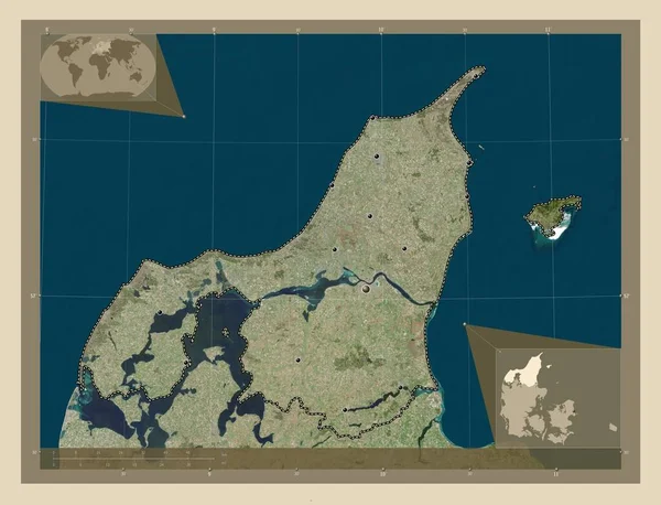 Nordjylland Región Dinamarca Mapa Satelital Alta Resolución Ubicaciones Las Principales —  Fotos de Stock