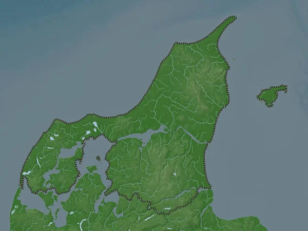 Nordjylland Región Dinamarca Mapa Elevación Coloreado Estilo Wiki Con Lagos — Foto de Stock