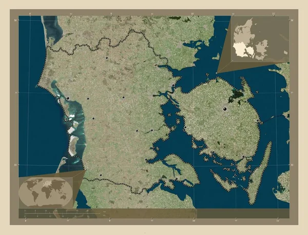 Syddanmark Область Данії Супутникова Карта Високої Роздільної Здатності Розташування Великих — стокове фото