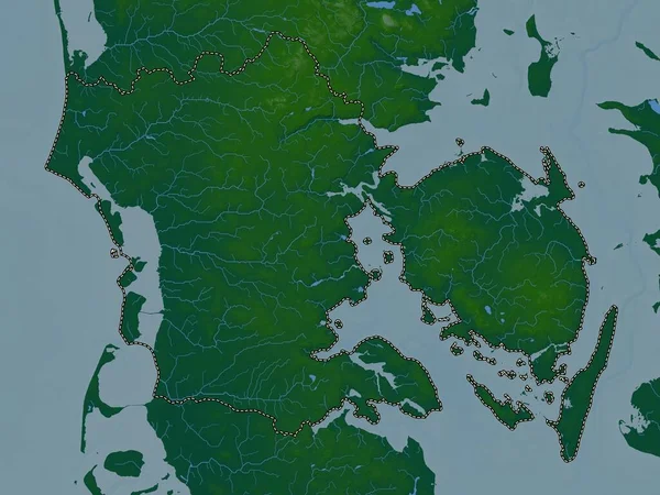 Сидданмарк Регион Дании Цветная Карта Высот Озерами Реками — стоковое фото