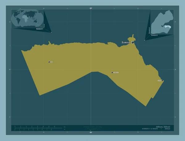 Dzsibuti Dzsibuti Városa Szilárd Színű Forma Régió Nagyvárosainak Elhelyezkedése Neve — Stock Fotó