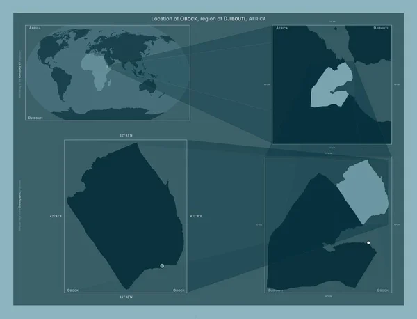 Obock Región Yibuti Diagrama Que Muestra Ubicación Región Mapas Gran —  Fotos de Stock