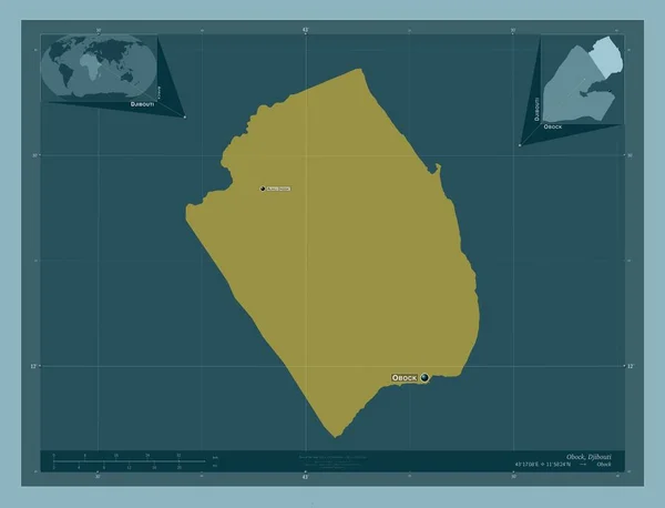 Obock Região Djibuti Forma Cor Sólida Locais Nomes Das Principais — Fotografia de Stock